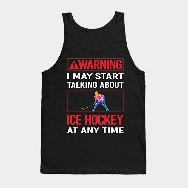 Red Warning Ice Hockey Tank Top by Happy Life